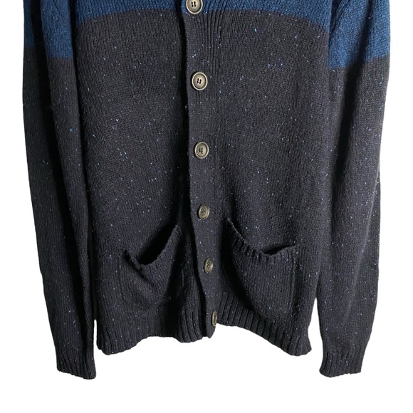 Kolby Men's Blue Shawl Collar Button Down Knit Cardigan - Picture 3 of 7